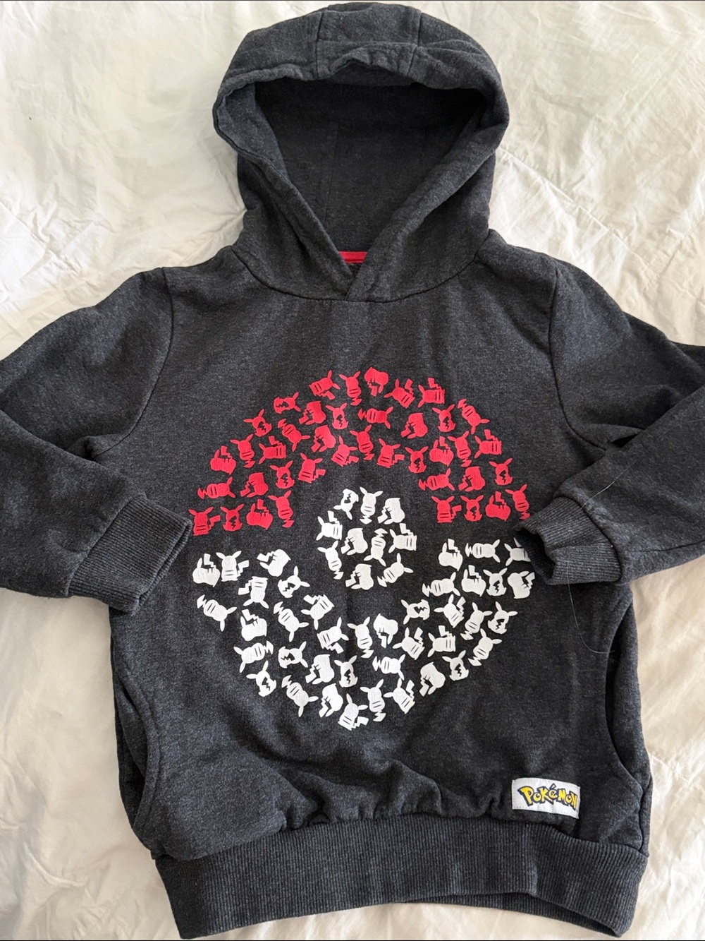 Pokemon Charcoal Hoodie with Red & White Poké Ball Graphic